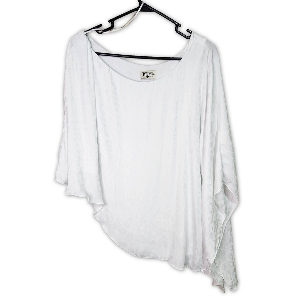 Show Me Your MuMu White Leopard Print Asymmetrical with Blousy Sleeves Size Sm